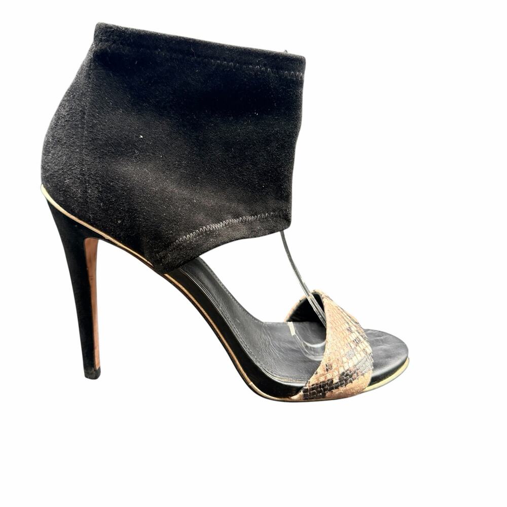 Coach Snakeskin Toe Strap Stiletto Heels Black Suede Ankle Cuff 8.5B - Picture 7 of 9